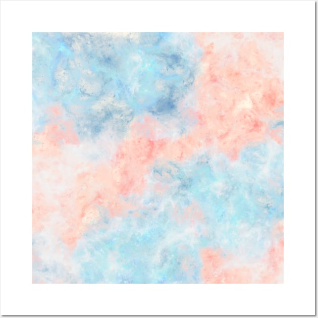 Light Orange & Blue Shades Aesthetic Watercolor Swirls Style Wall Art by Teeworthy Designs